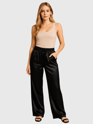 Satijnen broek dames zwart
