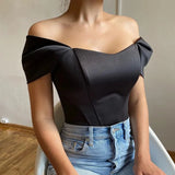Satijnen corset top black / XL