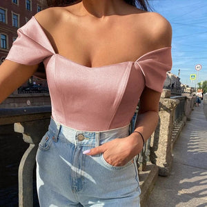 Satijnen corset top Pink / S