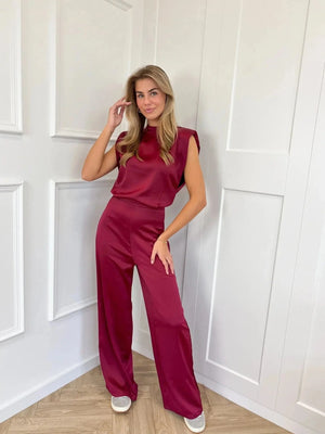 Satijnen jumpsuit open rug