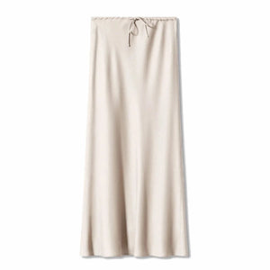 Satijnen midi rok Beige / S