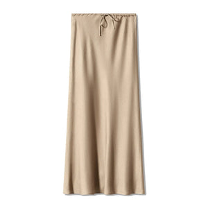 Satijnen midi rok Champagne / S