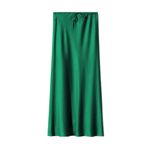 Satijnen midi rok Groen / S