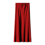 Satijnen midi rok Rood / S