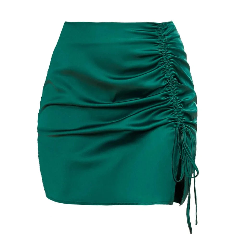 Satijnen minirok groen / S