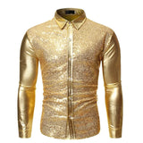 Satijnen overhemd met all-over pailletten Gold / S