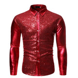 Satijnen overhemd met all-over pailletten Red / S