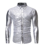 Satijnen overhemd met all-over pailletten Silver / S