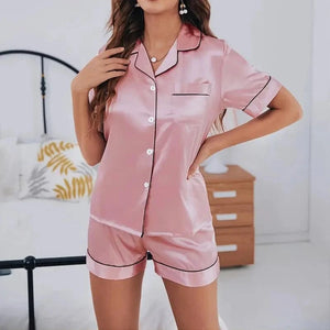 Satijnen pyjama short Roze A / L