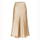 Satijnen rok met split Champagne / M