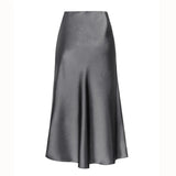 Satijnen rok met split Gray / M