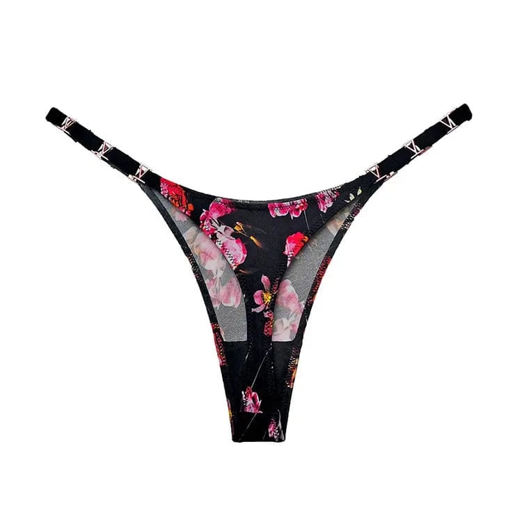 Satijnen string dames Bloem / S Hips80-85cm / 1 st.