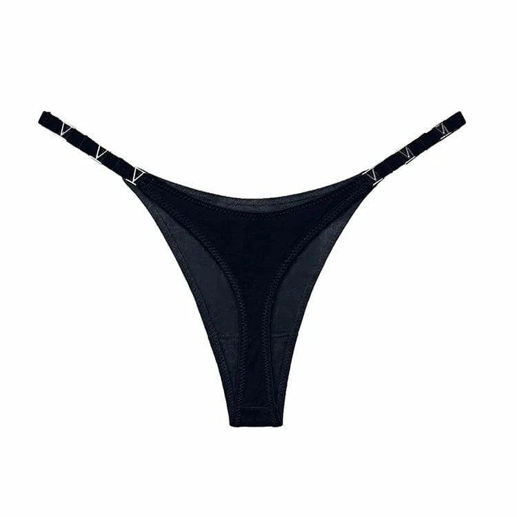 Satijnen string dames Zwart / S Hips80-85cm / 1 st.