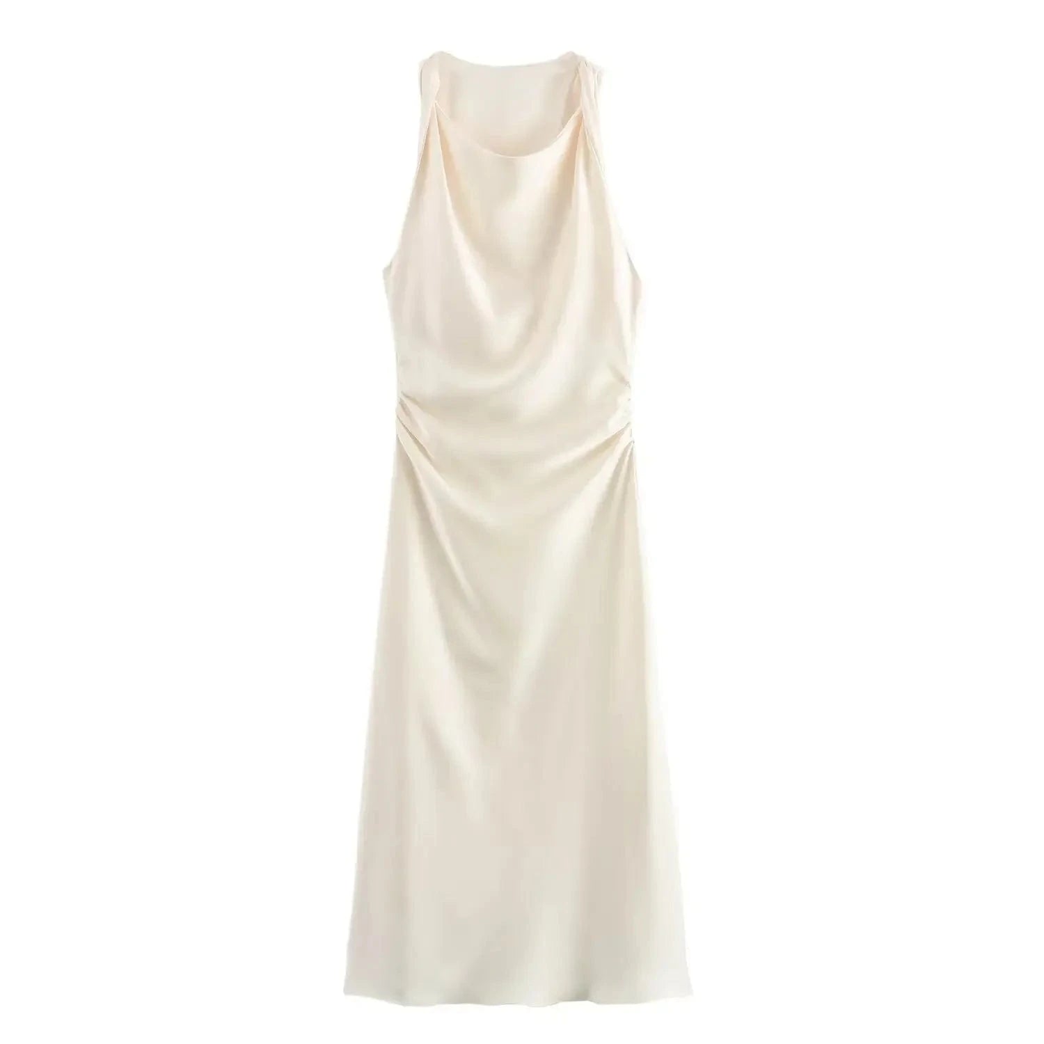 Satijnen waterval jurk Beige / XS