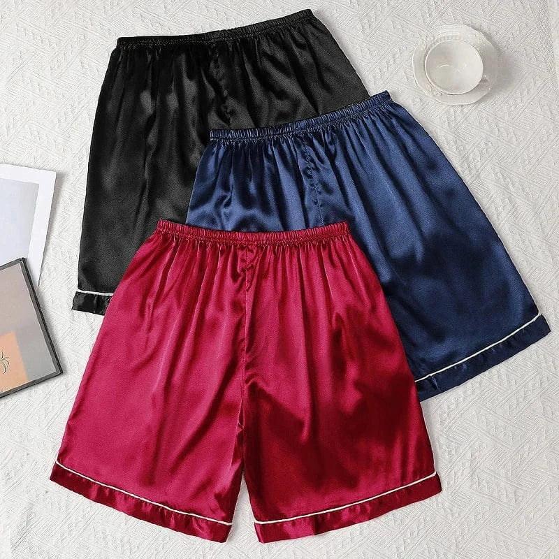 Set van 3 heren satijnen pyjamashort