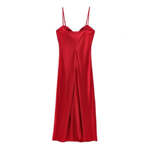Sexy satijn rood jurk