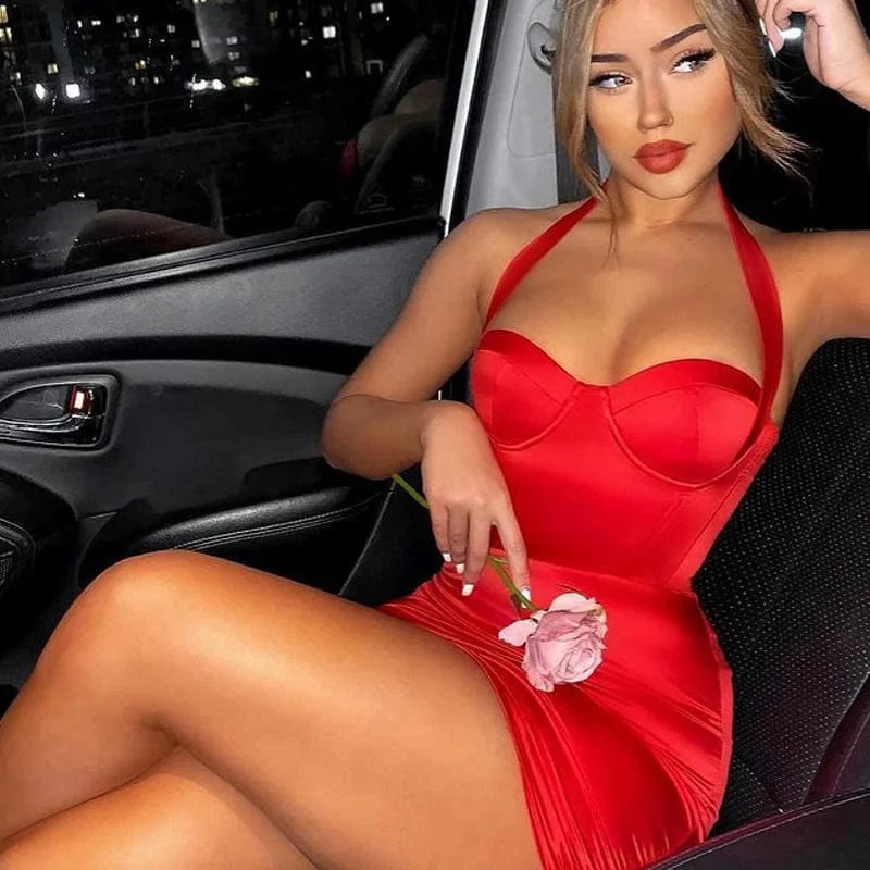 Sexy satijnen jurk
