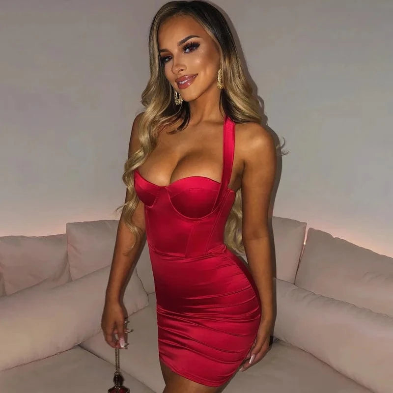 Sexy satijnen jurk