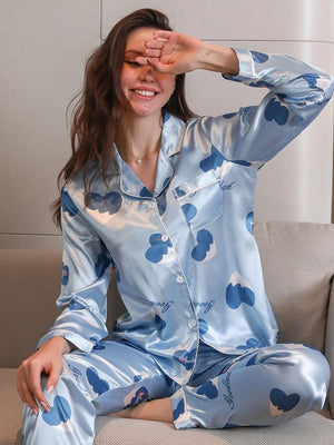 Slaap satijnen pyjama