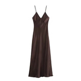 Slip jurk satijn Bruin / XS