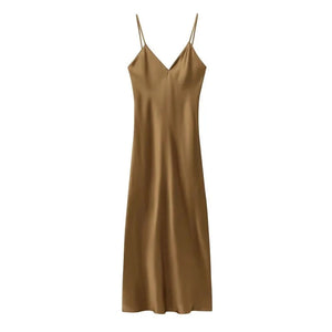 Slip jurk satijn Champagne / XS
