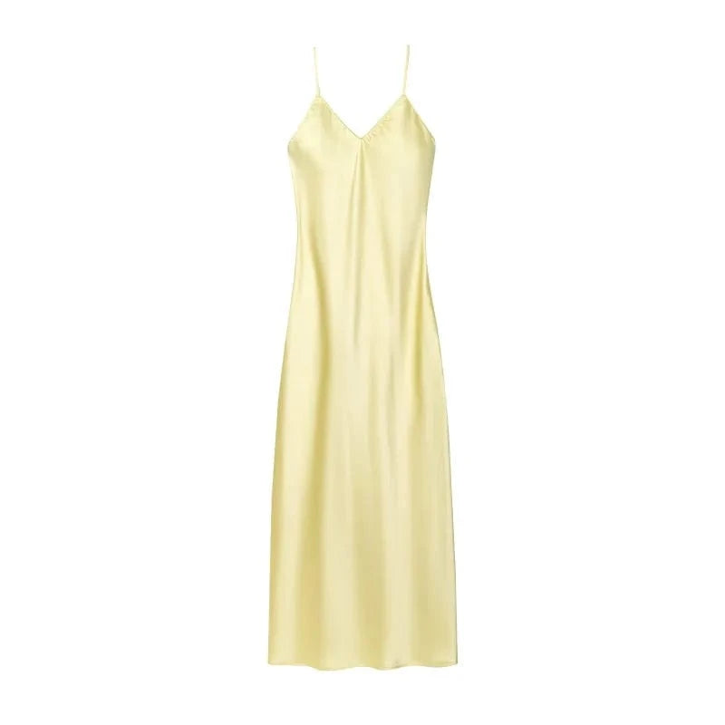 Slip jurk satijn Geel / XS