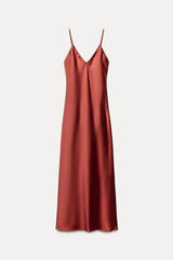 Slip jurk satijn Rood / XS