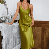 Slipdress satijn lang Groen / S