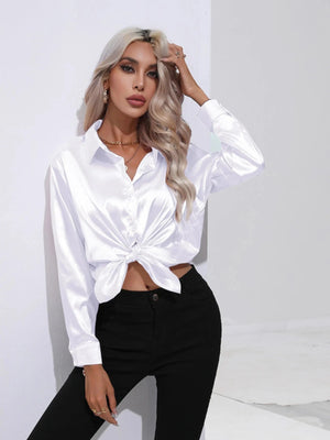 Witte satijnen blouse