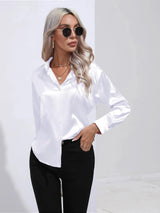 Witte satijnen blouse Wit / S