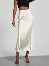 Witte satijnen rok Wit / XS